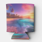 Kleurrijk dromerig strand blikjeskoeler (Achterkant)