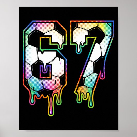 Kleurrijk druipend 67 Varsity nummer voetbal halft Poster (Voorkant)