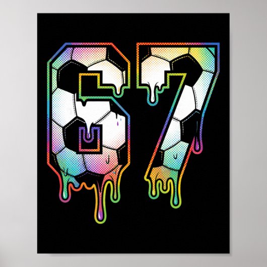 Kleurrijk Druppelend 67 Varsity Nummer Voetbal Hal Poster (Voorkant)