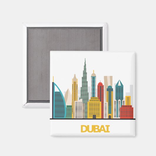 kleurrijk Dubai cartoon landschap Magneet (Voorkant / Achterkant)