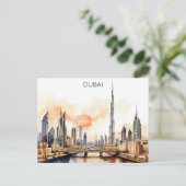 Kleurrijk Dubai VAE Aquarel  Briefkaart (Staand voorkant)
