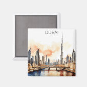 Kleurrijk Dubai VAE Aquarel  Magneet (Voorkant / Achterkant)
