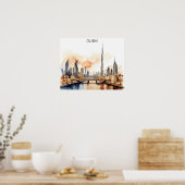 Kleurrijk Dubai VAE Aquarel  Poster (Keuken)