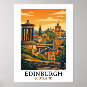 Kleurrijk Edinburgh Schotland Kasteel Vintage Reis Poster