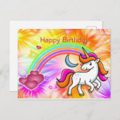 Kleurrijk, Eenhoorn, Regenboog, Harten, Verjaardag Briefkaart (Voorkant / Achterkant)