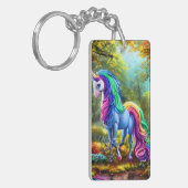 Kleurrijk eenhoornpaard in het bos-46567 sleutelhanger (Voorkant Links)
