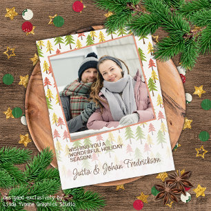 Kleurrijk Eenvoudig Landelijk Bos Dennenboom Kunst Briefkaart