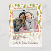 Kleurrijk Eenvoudig Rustiek Bos Pinetree Art Patro Briefkaart (Voorkant)