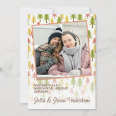 Kleurrijk Eenvoudig Rustiek Bos Pinetree Art Patro Feestdagenkaart (Voorkant)