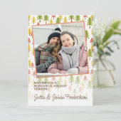 Kleurrijk Eenvoudig Rustiek Bos Pinetree Art Patro Feestdagenkaart (Staand voorkant)