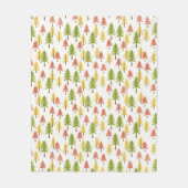 Kleurrijk Eenvoudig Rustiek Bos Pinetree Art Patro Fleece Deken (Voorkant)