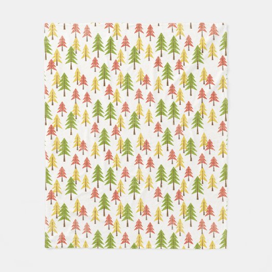 Kleurrijk Eenvoudig Rustiek Bos Pinetree Art Patro Fleece Deken (Voorkant)