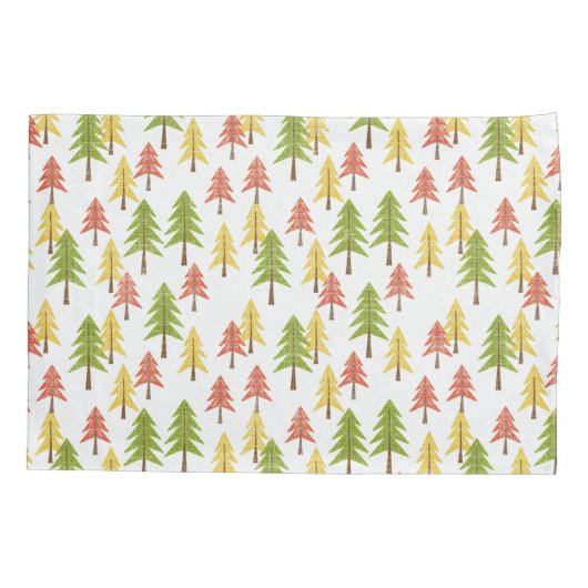 Kleurrijk Eenvoudig Rustiek Bos Pinetree Art Patro Kussensloop (Achterkant-Links)