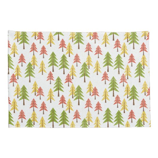 Kleurrijk Eenvoudig Rustiek Bos Pinetree Art Patro Kussensloop (Achterkant-Rechts)