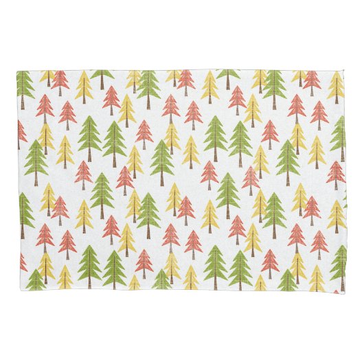 Kleurrijk Eenvoudig Rustiek Bos Pinetree Art Patro Kussensloop (Voorkant-Links)