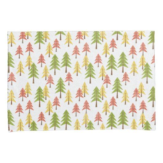Kleurrijk Eenvoudig Rustiek Bos Pinetree Art Patro Kussensloop (Voorkant-Rechts)