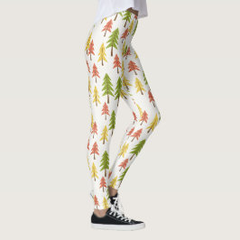 Kleurrijk Eenvoudig Rustiek Bos Pinetree Art Patro Leggings