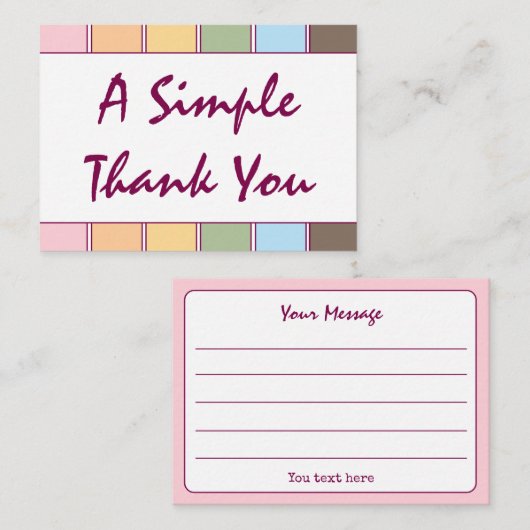 Kleurrijk eenvoudig script Bedankt Visitekaartje (Voorkant / Achterkant)