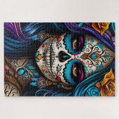 Kleurrijk eerbetoon: Dag van de Dode Make-up Artis Legpuzzel (Horizontaal)