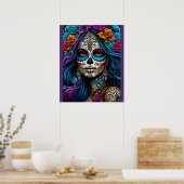 Kleurrijk eerbetoon: Dag van de Dode Make-up Artis Poster (Keuken)