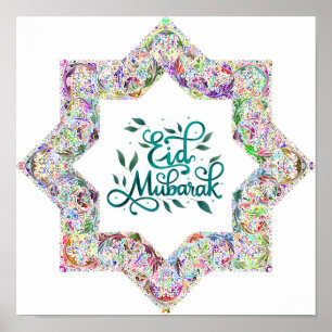 Kleurrijk Eid Mubarak in het Engels Poster