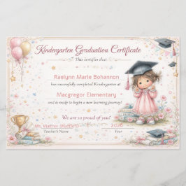 Kleurrijk eindexamendiploma kleuterschool