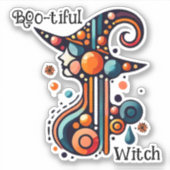 Kleurrijk, Elegant, Abstract Heksen Halloween Sticker (Voorkant)