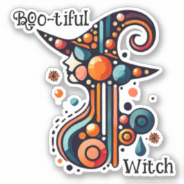 Kleurrijk, Elegant, Abstract Heksen Halloween Sticker