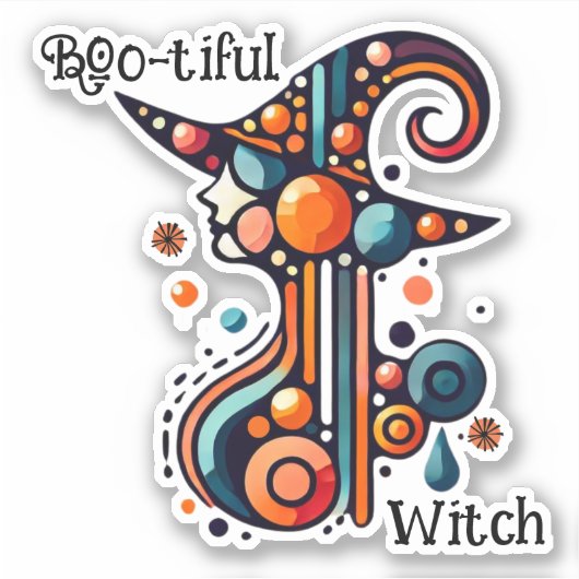 Kleurrijk, Elegant, Abstract Heksen Halloween Sticker (Voorkant)
