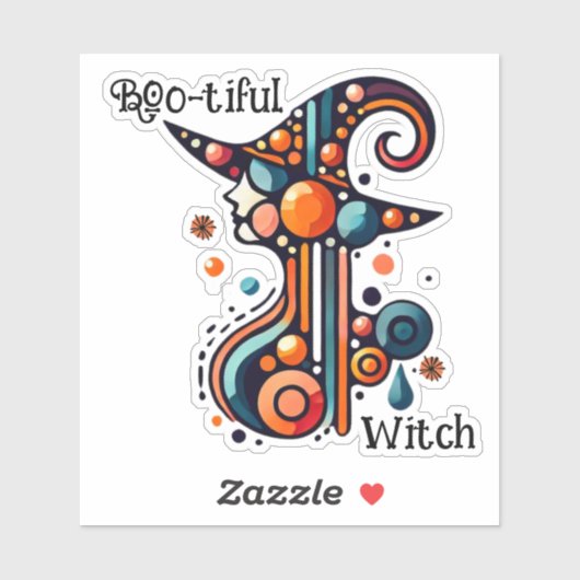 Kleurrijk, Elegant, Abstract Heksen Halloween Sticker (Vel)