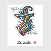 Kleurrijk, Elegant, Abstracte Heks Halloween Sticker (Vel)