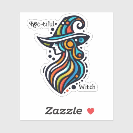 Kleurrijk, Elegant, Abstracte Heks Halloween Sticker (Vel)