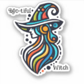 Kleurrijk, Elegant, Abstracte Heks Halloween Sticker (Voorkant)