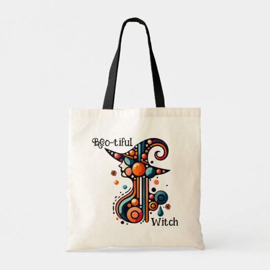 Kleurrijk, Elegant, Abstracte Heks Halloween Tote Bag (Achterkant)