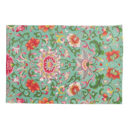 Kleurrijk Elegant Aziatisch Bloemen Chinoiserie Pa Kussensloop (Achterkant)