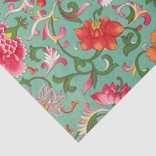 Kleurrijk Elegant Aziatisch Bloemen Chinoiserie Pa Tissuepapier (Detail)