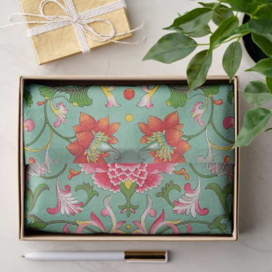 Kleurrijk Elegant Aziatisch Bloemen Chinoiserie Pa Tissuepapier (Geschenk)