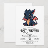 Kleurrijk Elegant Digitaal Draak Baby shower Kaart (Voorkant / Achterkant)