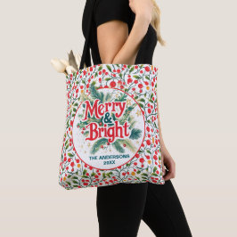 Kleurrijk Elegant Kerst Rood Wit Party Gift Tote Bag