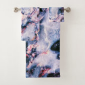 Kleurrijk Elegant Marble White Blue en Roze Bad Handdoek (Insitu)