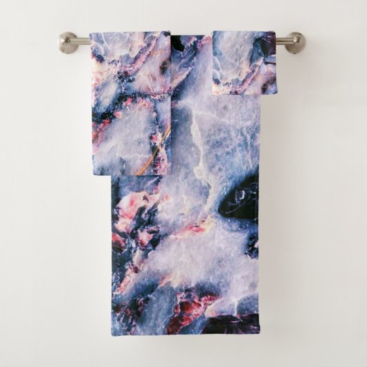 Kleurrijk Elegant Marble White Blue en Roze Bad Handdoek (Insitu)