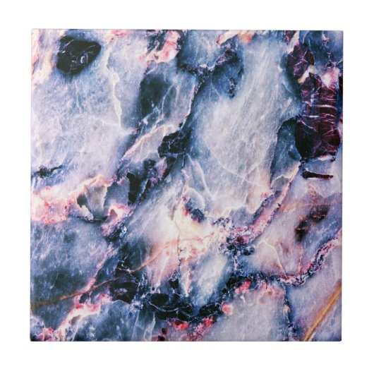 Kleurrijk Elegant Marble White Blue en Roze Tegeltje (Voorkant)