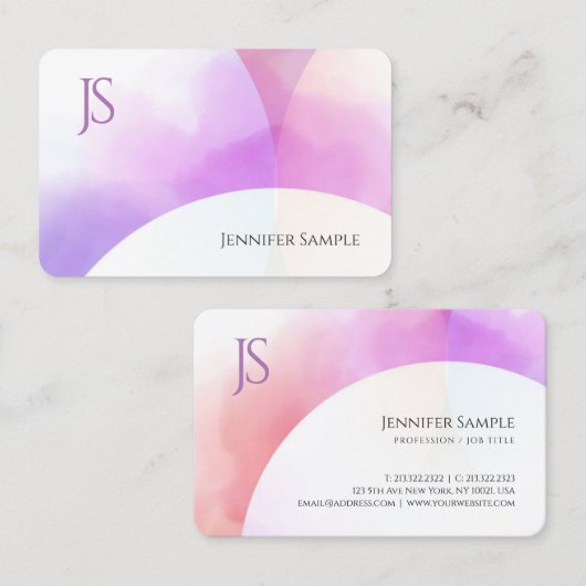 Kleurrijk Elegant Modern Minimalistisch Monogram E Visitekaartje (Voorkant / Achterkant)