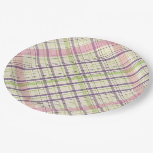 Kleurrijk Elegant pastel Retro Tartan Pset Patroon Papieren Bordje (Gekanteld)
