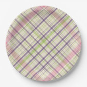 Kleurrijk Elegant pastel Retro Tartan Pset Patroon Papieren Bordje (Voorkant)