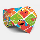 Kleurrijk Elmo-rasterpatroon Stropdas (Opgerold)