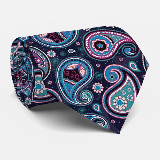 Kleurrijk en beige elegant  paisleypatroon stropdas (Opgerold)