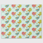 Kleurrijk en Cute Whimsical Birds Trio Pattern Cadeaupapier (Vlak)