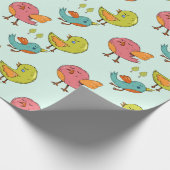 Kleurrijk en Cute Whimsical Birds Trio Pattern Cadeaupapier (Hoek)