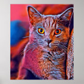 Kleurrijk en griezelig, schattig kattenportret poster (Voorkant)